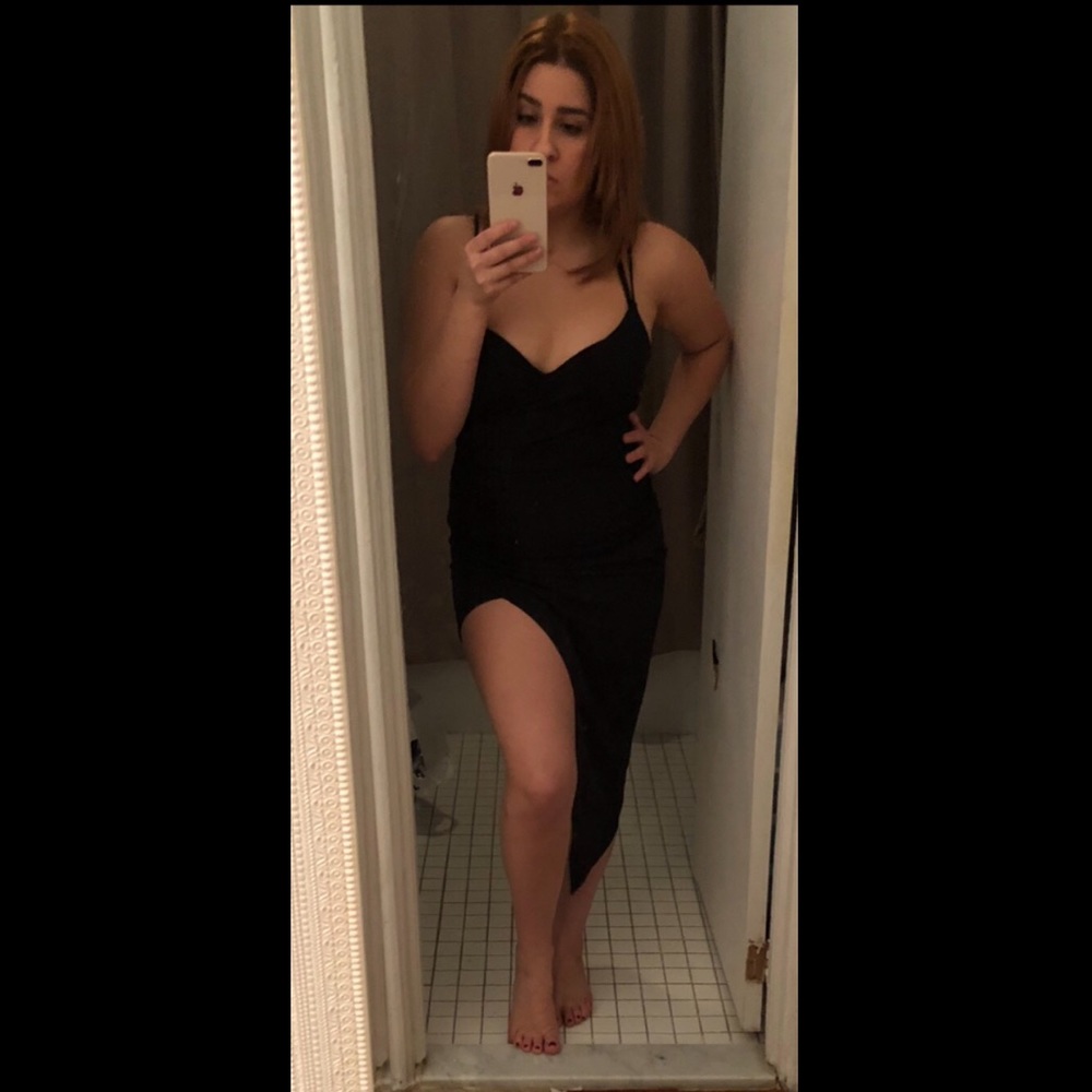 Necessary Clothing black asymmetrical slit dress